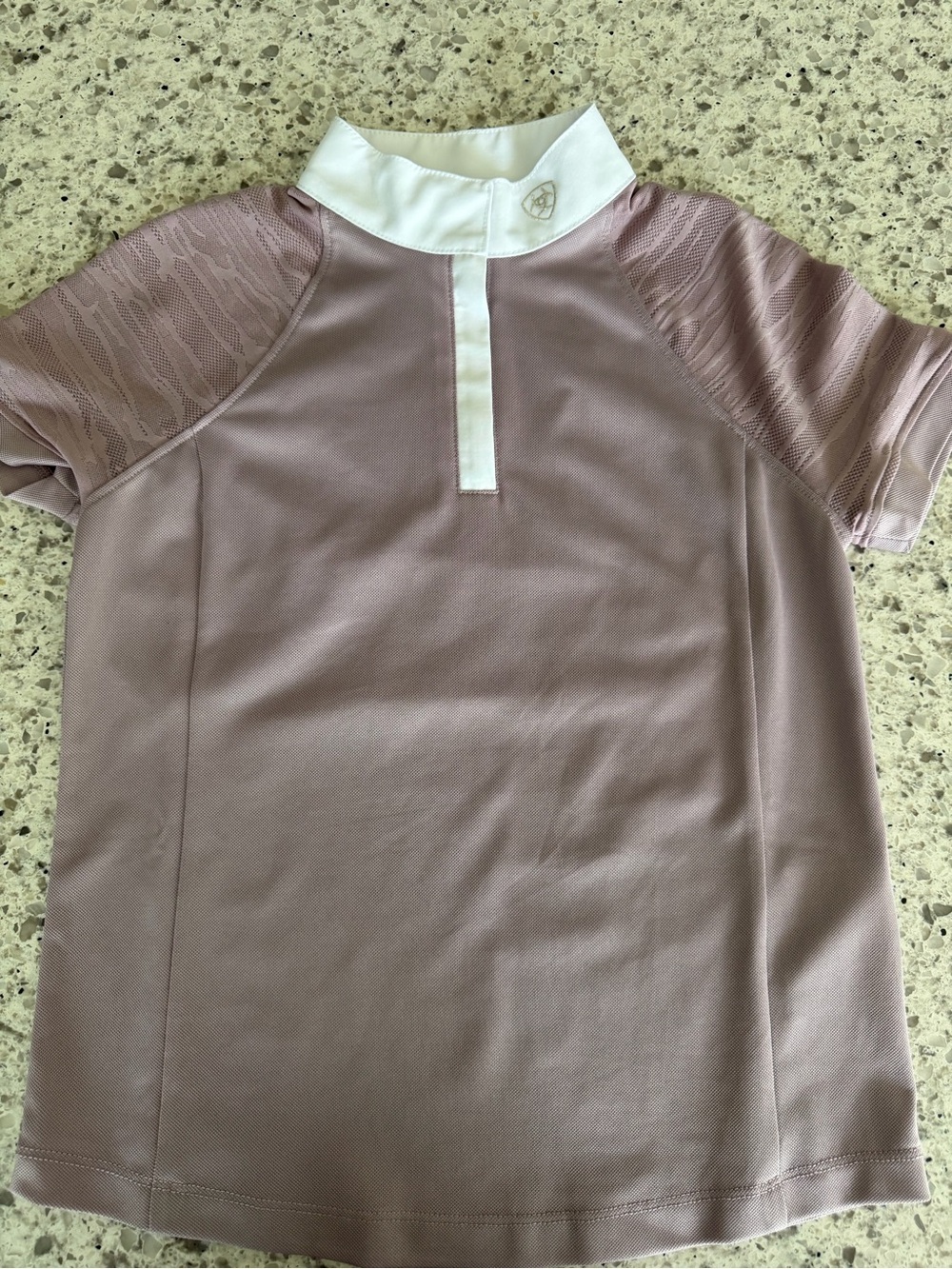 Ariat Mauve Short Sleeve Polo with White Stand Collar